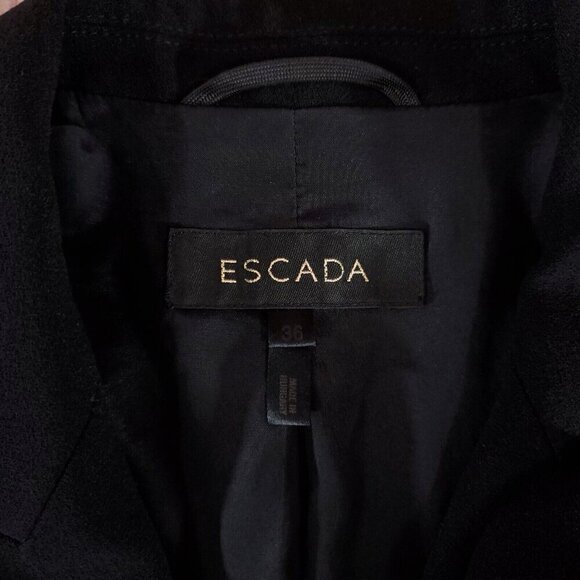 Escada Womens Size 36 Black Floral Two Button Notch Lapel Wool Blazer Jacket - Picture 11 of 16